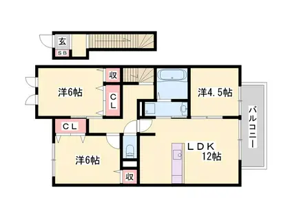 ベルビュウ(3LDK/2階)の間取り写真