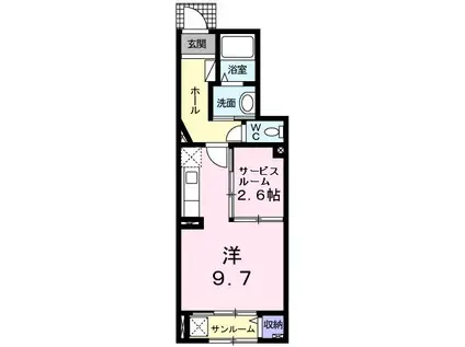 ハピネスII(ワンルーム/1階)の間取り写真