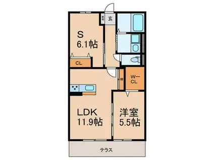 グレースメゾン背戸口(1SLDK/1階)の間取り写真
