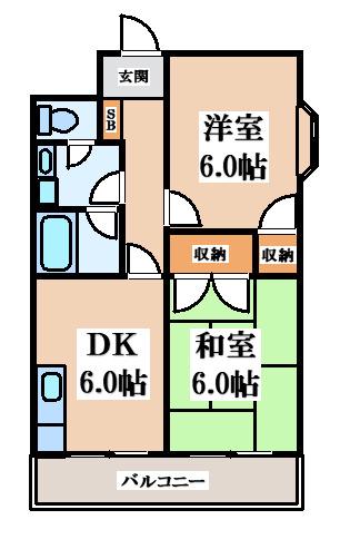 ヤマキヨハイツ(2DK/3階)の間取り写真