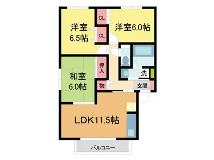 グリーンフォーレスト伊丹A棟(3LDK/2階)の間取り写真