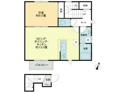 アーク世田谷代田 A棟(1LDK/2階)の間取り写真