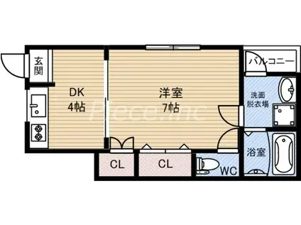 鶴見商店街新棟西(1DK/2階)の間取り写真