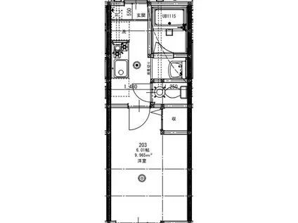パセオグランデ四街道(1K/2階)の間取り写真