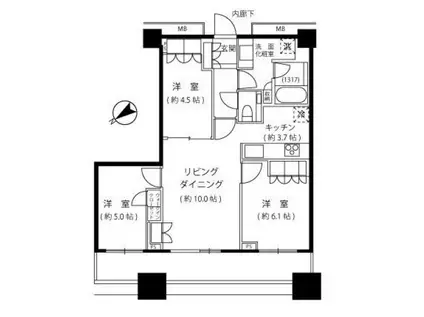 アトラスタワー西新宿(2LDK/20階)の間取り写真
