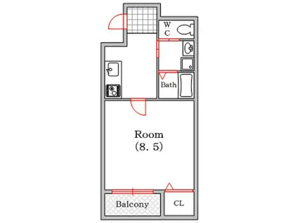 ピノ四ツ橋(1K/7階)の間取り写真