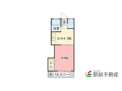 ハイツ香月(1DK/2階)の間取り写真