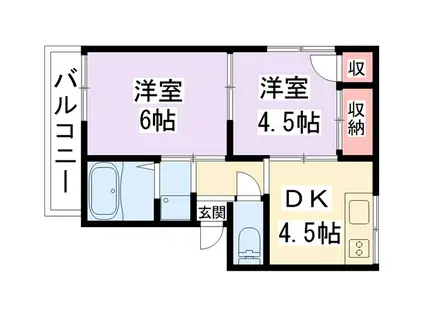 アメニティ中野Ⅰ番館(2DK/1階)の間取り写真