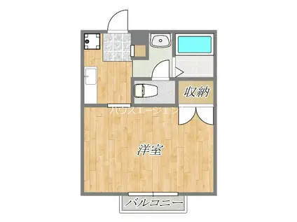パーシモンコート(1K/2階)の間取り写真