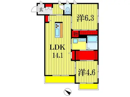 O2 FOREST(2LDK/3階)の間取り写真