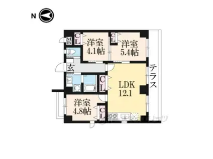 GRANDLATTICEKAWARAMA(3LDK/1階)の間取り写真