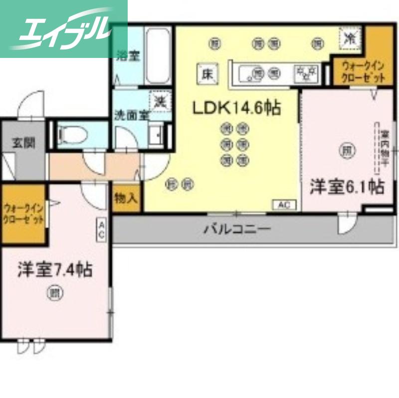 フェリックス(2LDK/2階)の間取り写真
