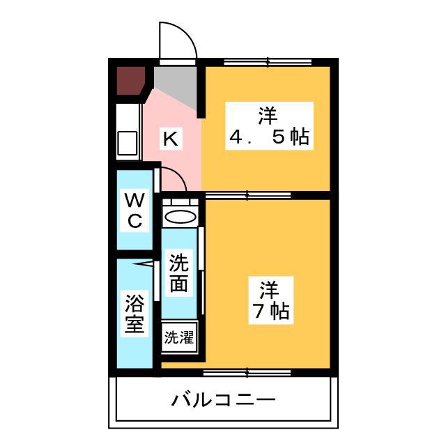 ヴィラナリー小俣 2号棟(2K/1階)の間取り写真