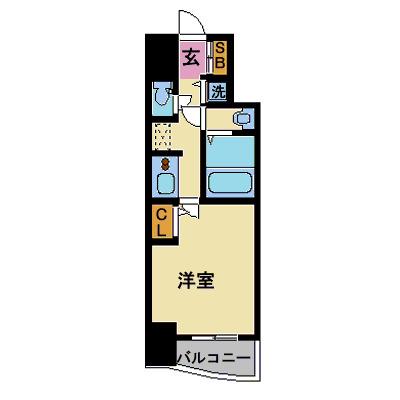 ララプレイス大阪城ウエストEN(1K/6階)の間取り写真
