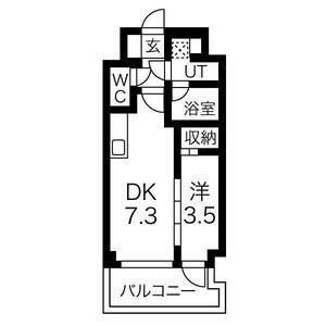 エスリードレジデンス大阪天王寺(1DK/3階)の間取り写真