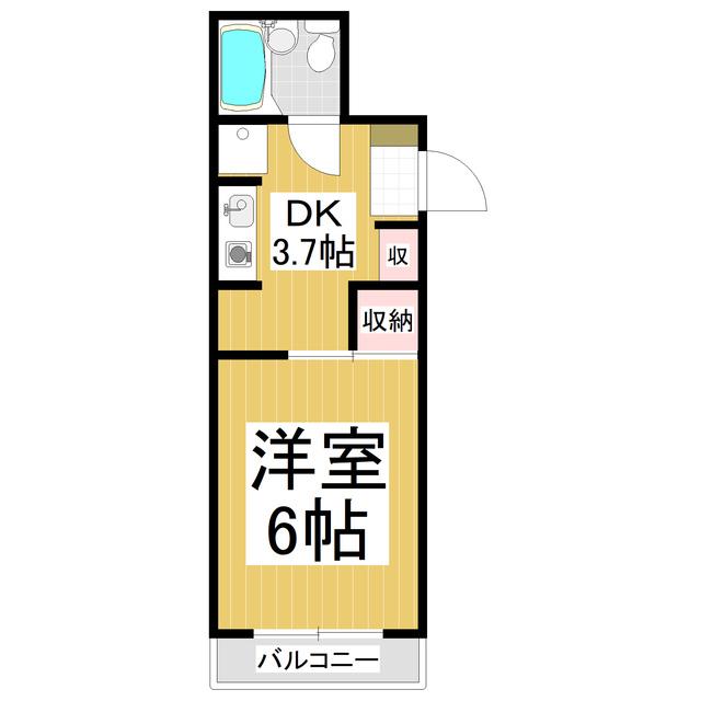 若里MW(1DK/3階)の間取り写真
