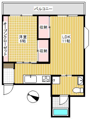 ミキハウス(1DK/3階)の間取り写真