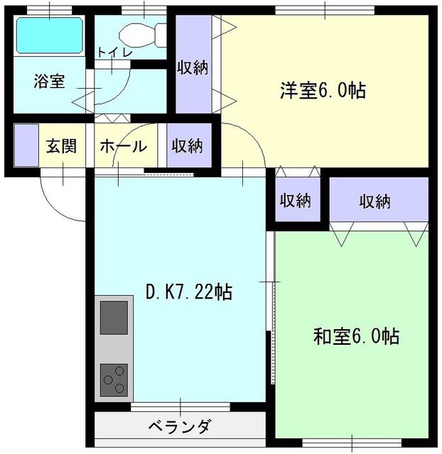 ヴィラージュ若竹(2DK/2階)の間取り写真