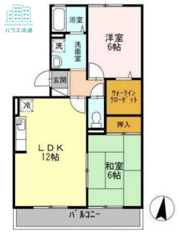 ベイサージュ富の原A(2LDK/2階)の間取り写真