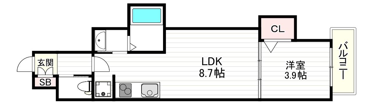 GRANDIR公立大前PRIMO(1LDK/3階)の間取り写真
