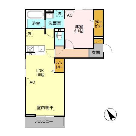 コージーコート(1LDK/3階)の間取り写真