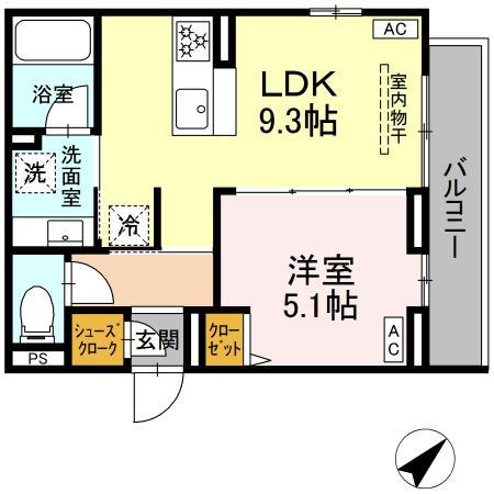 ジェルベーラ東柏ヶ谷(1LDK/3階)の間取り写真