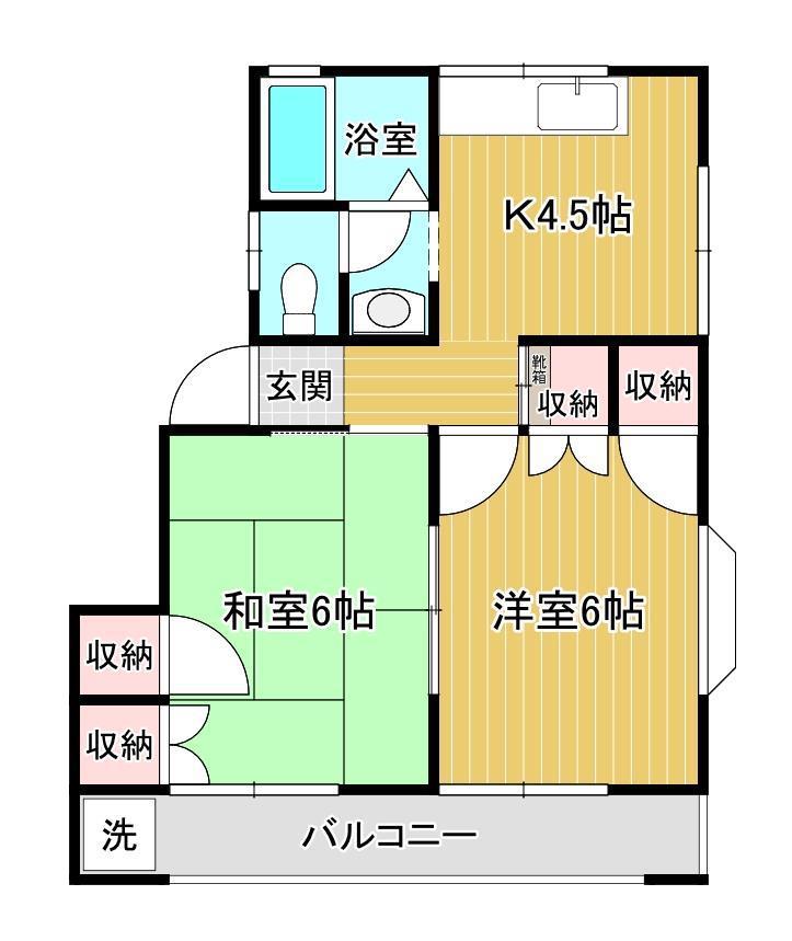 サンハイツヤマダE(2K/2階)の間取り写真