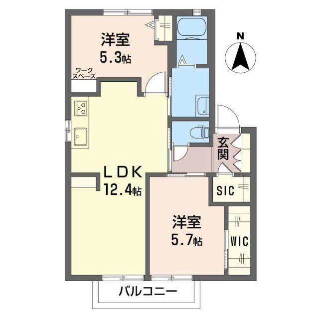 フォーレス・シャンテ(2LDK/2階)の間取り写真