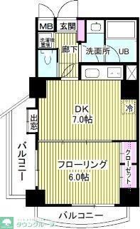 TKレジデンス(1DK/2階)の間取り写真