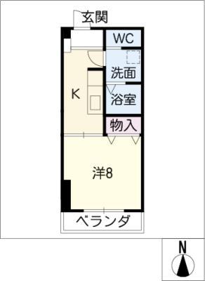 グレン清友I(1K/3階)の間取り写真