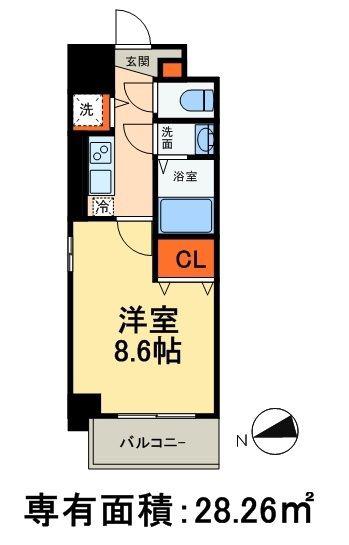 エム スクエア(1K/6階)の間取り写真