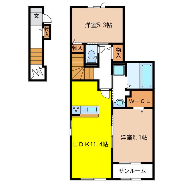 マルシェIII(2LDK/2階)の間取り写真