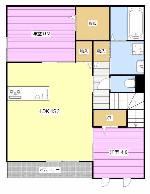 エルガーデン早出(2LDK/2階)の間取り写真