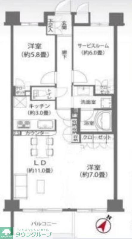 ガーデンホ一ム南千住EXPLAZA(2SLDK/3階)の間取り写真