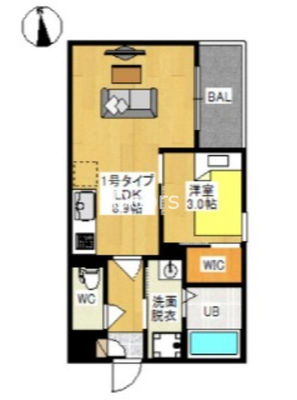 REGALEST 十日市西町(1LDK/3階)の間取り写真