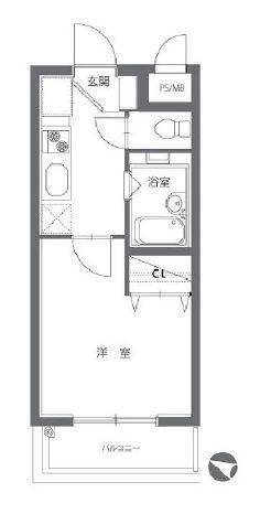 アソシエール駒沢(1K/1階)の間取り写真