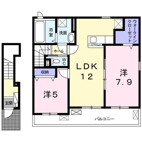 デュオ ルーチェ I(2LDK/2階)の間取り写真