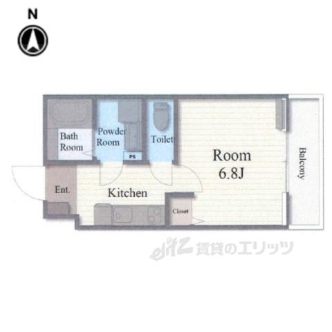 RITA椥辻(1K/2階)の間取り写真