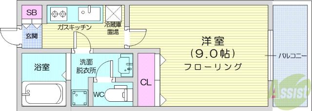 リビングステージ広瀬川(1K/5階)の間取り写真