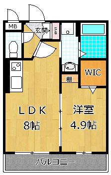 吉泉さくらマンション(1LDK/3階)の間取り写真