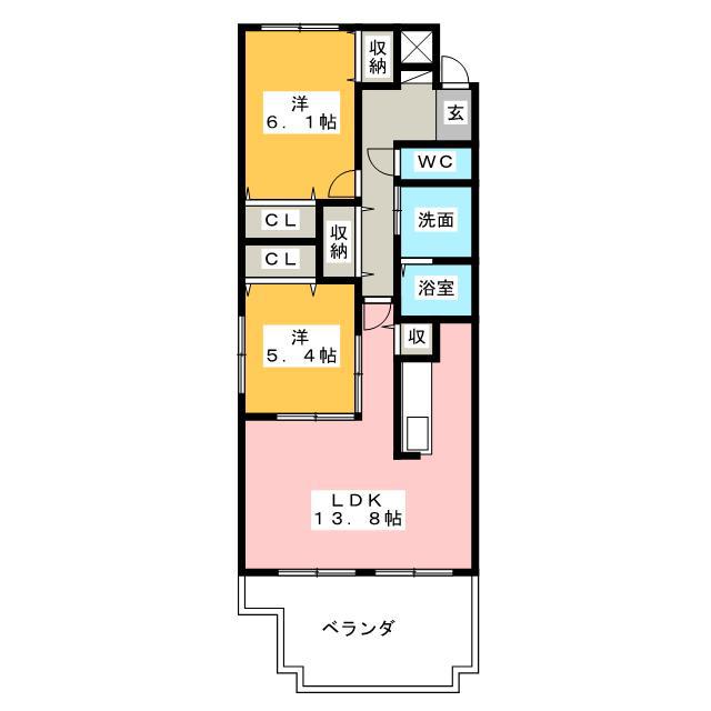 ブランニューコート(2LDK/1階)の間取り写真