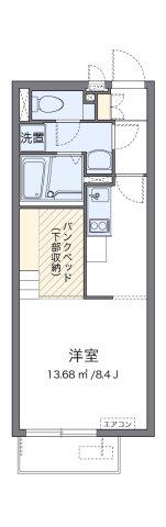 ミランダIIDA(ワンルーム/2階)の間取り写真