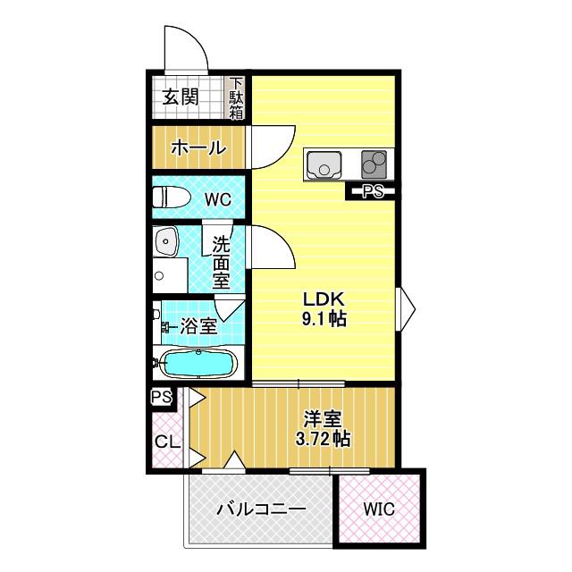 FSTYLE恵我之荘(1LDK/1階)の間取り写真