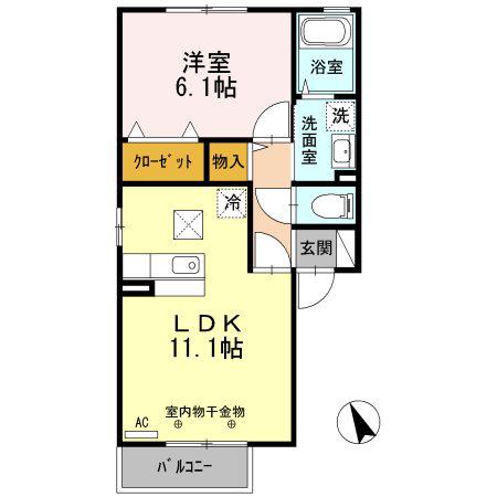 フルール M(1LDK/2階)の間取り写真