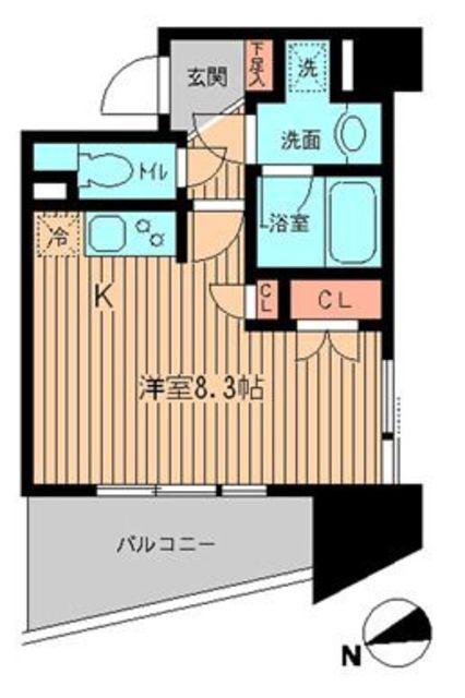 KDXレジデンス神楽坂(ワンルーム/4階)の間取り写真
