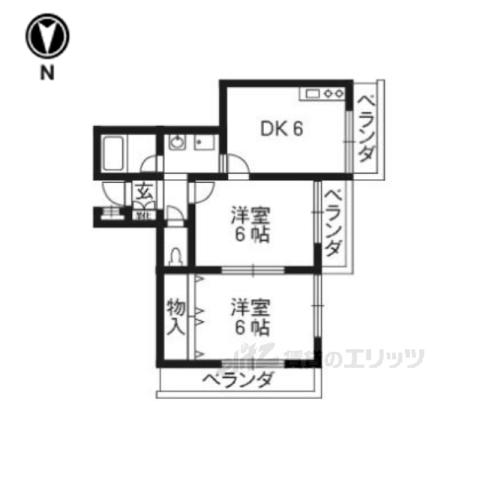 シティーハウス1番館(2DK/3階)の間取り写真