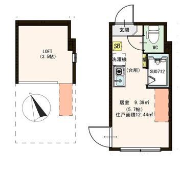 ハーモニーテラス町屋III(ワンルーム/2階)の間取り写真