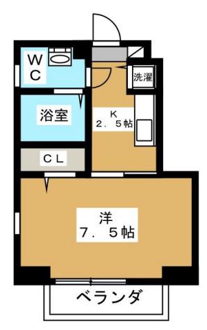 トラストバリュー麻布十番(1K/2階)の間取り写真