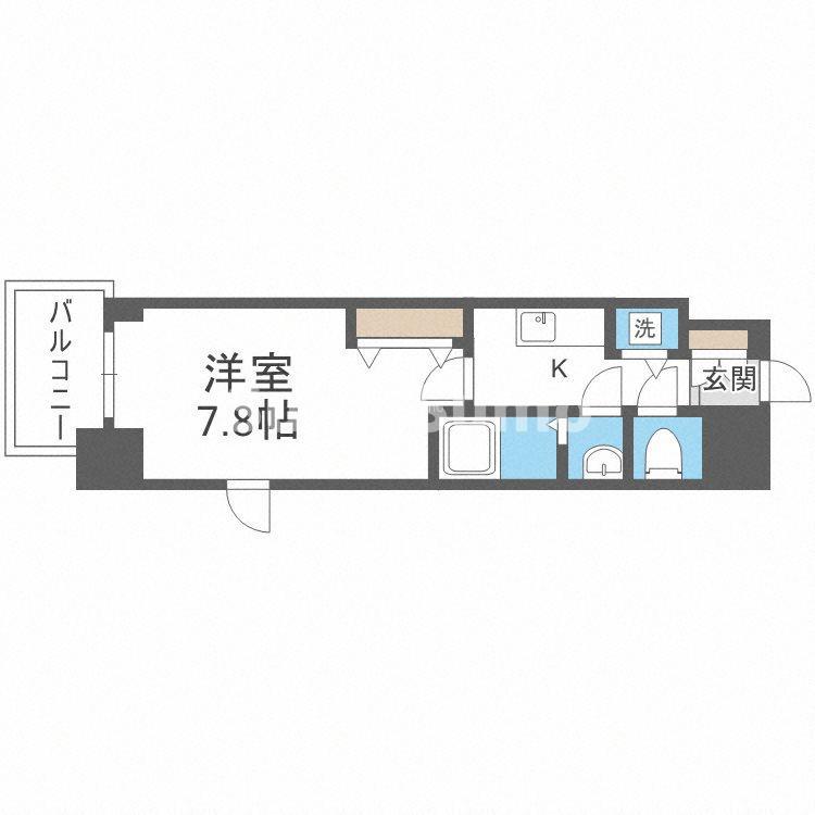 プランドール北浜(1K/6階)の間取り写真