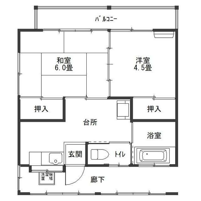 阿相アパート(2DK/2階)の間取り写真